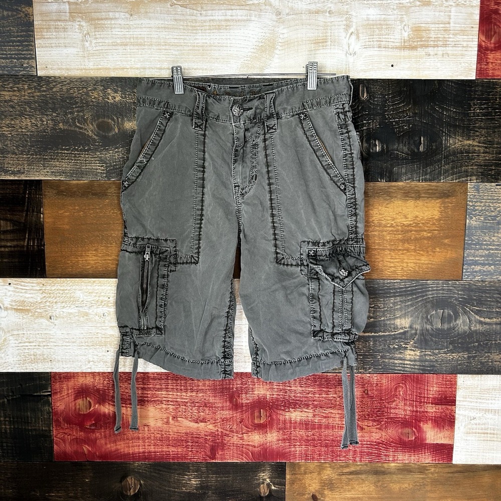 Rock Revival Cargo Shorts Mens 29W (30) Slim Fit Gray Grunge Punk Skater Y2K